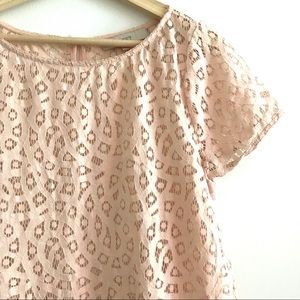 Loft Pale Pink Lace Overlay Blouse